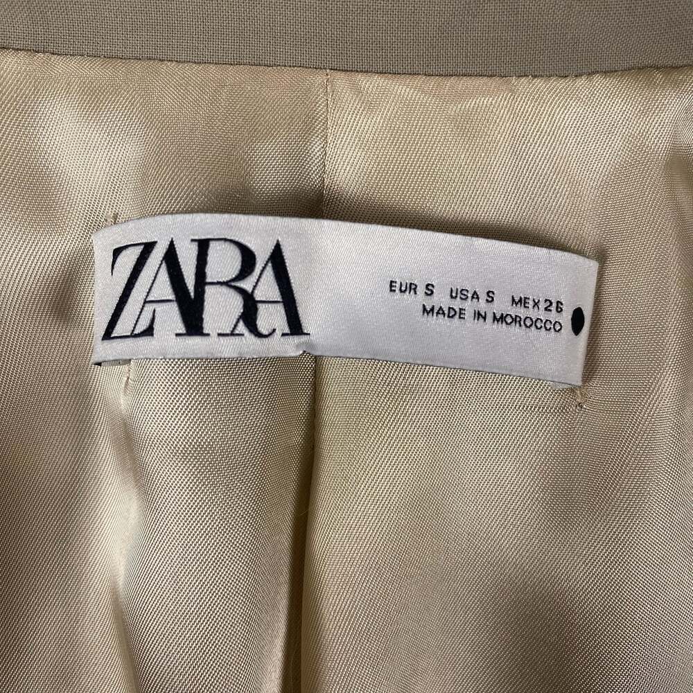 Zara Wool Blend Blazer Women S Beige Oversized Jacket Work Office Classic Layer - Picture 7 of 15